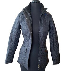 Barbour Cavalry Polarquilt quilted black equestrian fleece zip jacket size US 2